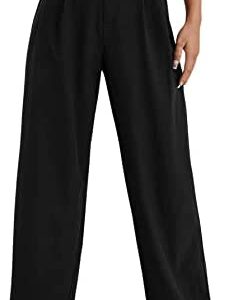 SweatyRocks Women's Casual Wide Leg High Waisted Button Down Straight Long Trousers Pants