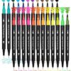 Dual Brush Marker Pens for Coloring,24 Colored Markers,Fine Point and Brush Tip Art Markers for Kids Adult Coloring Books Bullet Journals Planners,Note Taking Coloring Writing