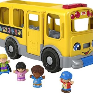 Fisher-Price Little People Big Yellow Bus, musical push and pull toy with Smart Stages for toddlers and preschool kids