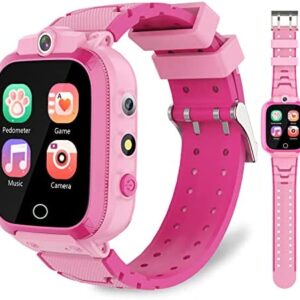 Kids Smart Watch for Girls Toys for 3-10 Year Old Girls, 1.44" HD Touch Screen with 14 Puzzle Games Music Player Dual Camera 12/24 hr Pedometer Flashlight Birthday Gift for Girls Kids Age 5 6 7 8