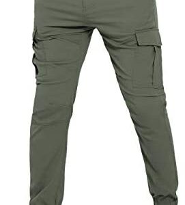PULI Men's Hiking Cargo Pants Slim Fit Stretch Jogger Cycling Waterproof Outdoor Trousers with Pockets
