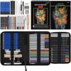 Prina 76 Pack Drawing Set Sketching Kit, Pro Art Sketch Supplies with 3-Color Sketchbook, Include Tutorial, Colored, Graphite, Charcoal, Watercolor & Metallic Pencil, for Artists Adults Teens Beginner