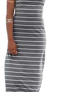 Roselux Women Sleeveless Scoop Neck Striped Maxi Sundresses Loose Racerback Long Dress