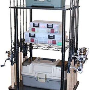 Rush Creek Creations 12 Fishing Rod Tackle Cart - 5 Minute Assembly, Black (40-0001)