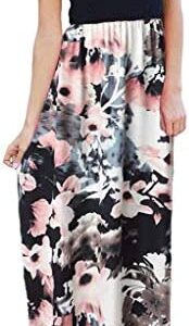 OURS Women's Casual Sleeveless Loose Plain Maxi Dresses Summer Floral Bohemain Beach Long Dresses with Pockets