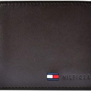 Tommy Hilfiger Men's Leather Wallet – Slim Bifold with 6 Credit Card Pockets and Removable ID Window