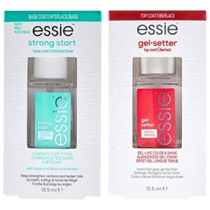 essie Nail Polish Base Coat Top Coat Duo Set, Strong Start Base Coat & Gelsetter Topcoat