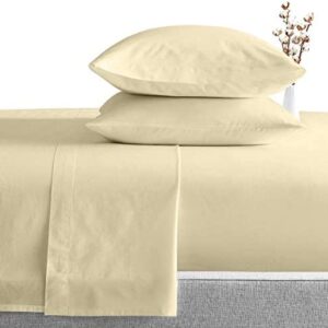 1500 Thread Count 100% Heavy Egyptian Cotton 4-Piece Bed Sheet Set Fits Mattresses Upto 21-24” Deep Pocket (King Size, Ivory Color) Solid Pattern