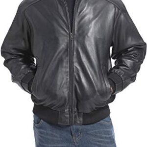 BGSD Men City Lambskin Leather Bomber Jacket (Regular and Big & Tall)