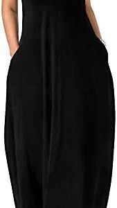 OFEEFAN Women's Maxi Dresses Summer Spaghetti Strap Dress with Pockets