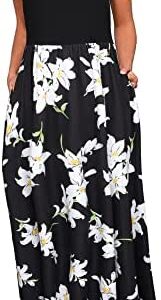 STYLEWORD Women's Summer Cold Shoulder Floral Maxi Long Dress with Pocket