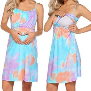 Ekouaer Women's Nursing Nightgown Maternity Dress Breastfeeding Gown Full Slips Sleepwear