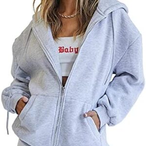 EFAN Women's Cute Hoodies Teen Girl Fall Jacket Oversized Sweatshirts Casual Drawstring Clothes Zip Up Y2K Hoodie with Pocket