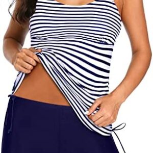 Yonique Strappy Tankini Swimsuits for Women with Shorts Drawstring Bathing Suits Two Piece Floral Print Swimwear