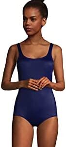 Lands' End Women's Chlorine Resistant Scoop Neck Soft Cup Tugless Sporty One Piece Swimsuit