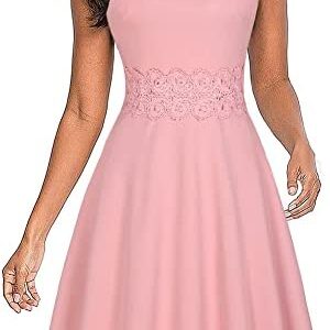 OWIN Women's Vintage Floral Lace Flared A-Line Swing Casual Party Cocktail Dresses Sleeveless