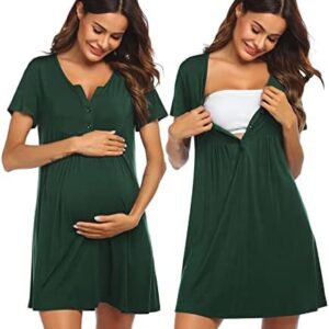 Ekouaer Labor and Delivery Gown, Nursing Nightgown, Maternity Nightgowns for Hospital Short Breastfeeding Nightgown S-XXL