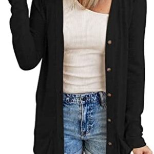 NENONA Women's Open-Front-Lightweight-Long-Cardigan Button Down Loose Solid Outerwear with Pockets