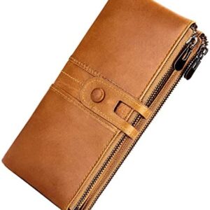 ROULENS Wallet for Women Genuine Leather Card Holder Phone Checkbook Organizer Zipper Coin Purse