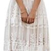 MERMAID'S CLOSET Womens Casual Off Shoulder Lace Maxi Dress White Wedding Bridesmaid Dress Lace Sleeve Beach Dresses