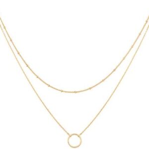 MEVECCO Layered Heart Necklace Pendant Handmade 18k Gold Plated Dainty Gold Choker Arrow Bar Layering Long Necklace for Women