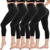 4 Pack Capri Leggings for Women - High Waisted Capris Soft Tummy Control Yoga Pants Workout Tights