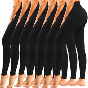 7 Pack High Waisted Leggings for Women Tummy Control-Black Soft Workout Yoga Pants for Everyday Use,Women Gifts,Sports