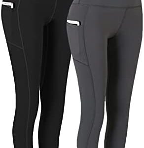 Fengbay 2 Pack High Waist Yoga Pants, Pocket Yoga Pants Tummy Control Workout Running 4 Way Stretch Yoga Leggings