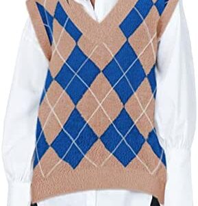 Falvurt Women's Oversized Sweater Vest Fuzzy V Neck Sleeveless Mohair Pullover Tops