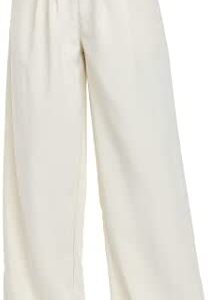 iChunhua Womens Casual High Waist Wide Leg Pants Pleated Button UP Loose Palazzo Trousers for Work with Pockets