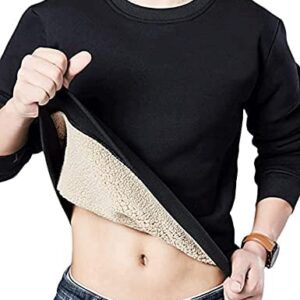 Gnveub Men's Warm Sweatshirts Sherpa Lined Fleece Pullover Winter Crewneck Basic Top