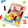 Coogam Wooden Blocks Puzzle Brain Teasers Toy Tangram Jigsaw Intelligence Colorful 3D Russian Blocks Game STEM Montessori Educational Gift for Kids (40 Pcs)