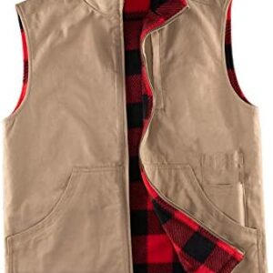 ZENTHACE Men's Reversible Casual Vest Flannel Fleece Lined Outdoor Work Safari Fishing Travel Vest Jacket