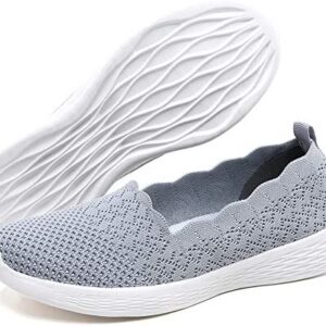 poemlady Women's Slip on Loafer Shoes - Mesh Casual Ballet Flat Nurse Walking Sneakers Knit Round Toe Casual Low Wedge Shoes