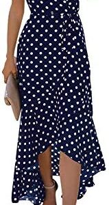 GRECERELLE Women's Summer Floral Print Cross V Neck Dress Bohemian Flowy Long Maxi Dresses