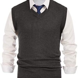 PJ PAUL JONES Mens V-Neck Knitted Sweater Vest Solid Plain Sleeveless Pullover Knitwear