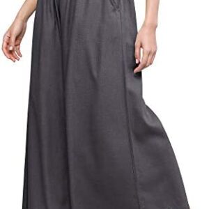 Lock and Love Women's Washed Linen Casual Loose Wide Leg Pants Pocket Pant with Draw String
