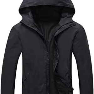 LeSies Men's Rain Jacket Lightweight Waterproof Raincoat with Adjustable Hooded Outdoor Hiking Windbreaker