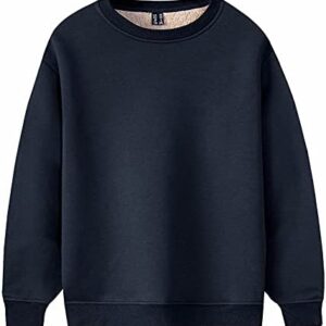 MAGCOMSEN Men's Sherpa Lined Sweatshirts Fleece Pullover Basic Tops Warm Crewneck Winter Underwear
