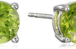 Amazon Essentials Sterling Silver Genuine or Created Round Cut Birthstone Stud Earrings