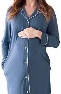 Kindred Bravely Clea Bamboo Button Down Nursing Nightgown | Long Sleeve Maternity Nightgown