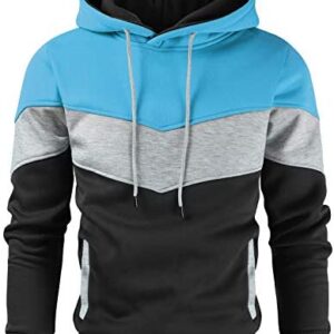 Gesean Men's Novelty Color Block Pullover Fleece Hoodie Long Sleeve Casual Sweatshirt with Pocket
