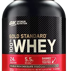 Optimum Nutrition Gold Standard 100% Whey Protein Powder, Double Rich Chocolate, 5 Pound (Packaging May Vary)
