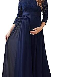 Ever-Pretty Women's 3/4 Sleeve A-line Lace Embroidery Chiffon Maternity Party Dress 20797