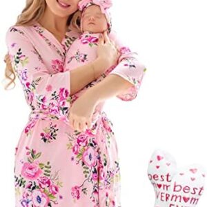 ECO BABY Mommy and Me Robe and Swaddle Set | Maternity Robe and Matching Baby Set for Girl, Boy | Hospital Labor and Delivery