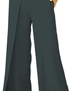 Lrady Womens Casual High Waist Wide Leg Long Palazzo Pants High Split Legs Loose Fit Elegant Elastic Waist Trousers