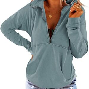 PGANDS Women's Casual Long Sleeve Half Zip Up Sweatshirt Hoodies Lapel Plain Stylish Loose Pullover Tops for Leggings