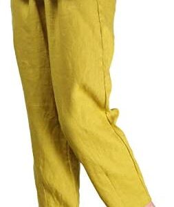 Mordenmiss Women's Linen Ankle Pants Capris Cropped Tapered Trousers with Pockets