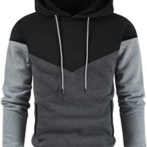 Niceif Men's Novelty Color Block Pullover Fleece hoodie Casual Long Sleeve Sweatshirt with Pockets