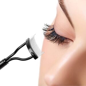 Docolor Eyelash Comb, Eyebrow Mascara Brush Applicator, Sturdy Metal Eyelash Separator, Definer with Comb Cover, Black